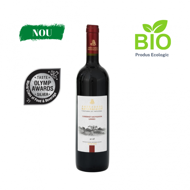 Vin manastiresc BIO - Via Vatopedului - Vin rosu sec Cabernet Sauvignon Limnio